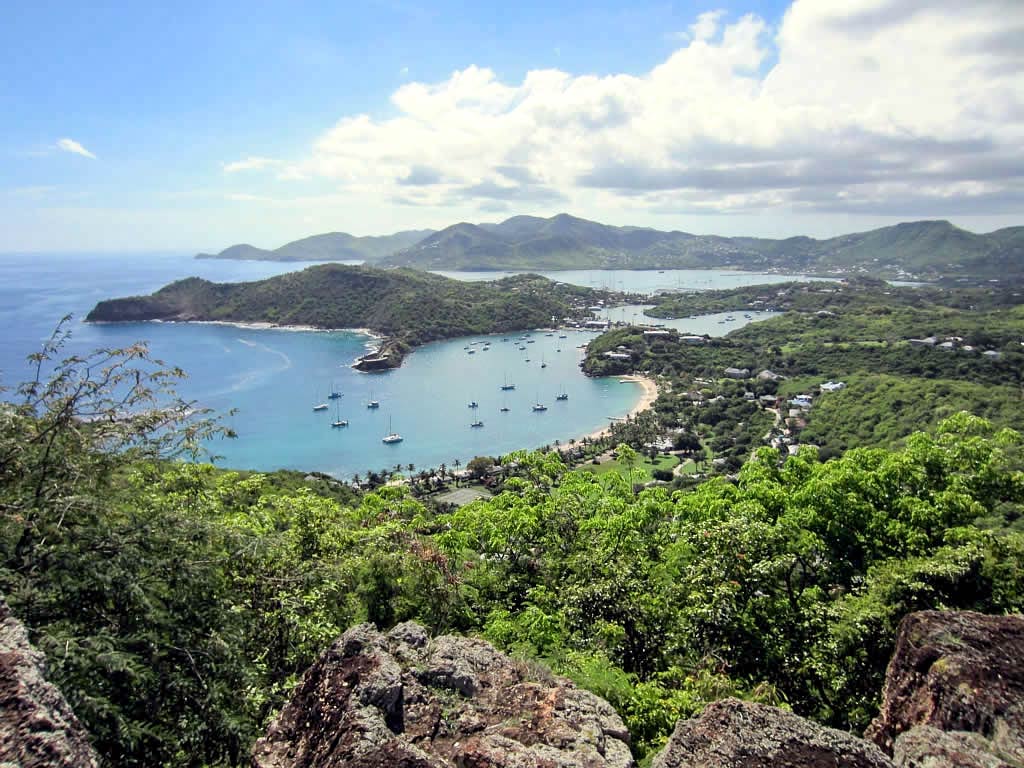 English Harbour and southern Antigua from Shirley Heights