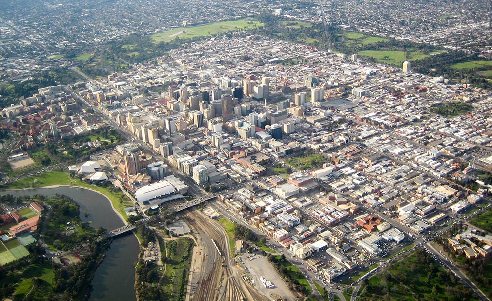 Aerial view of Adelaide city center, South Australia (SA)