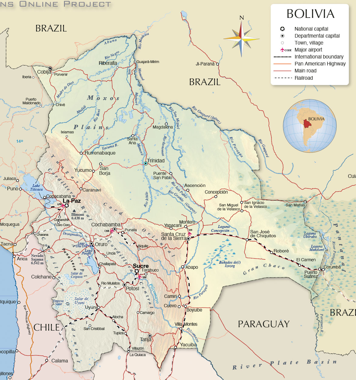Bolivia Map detail