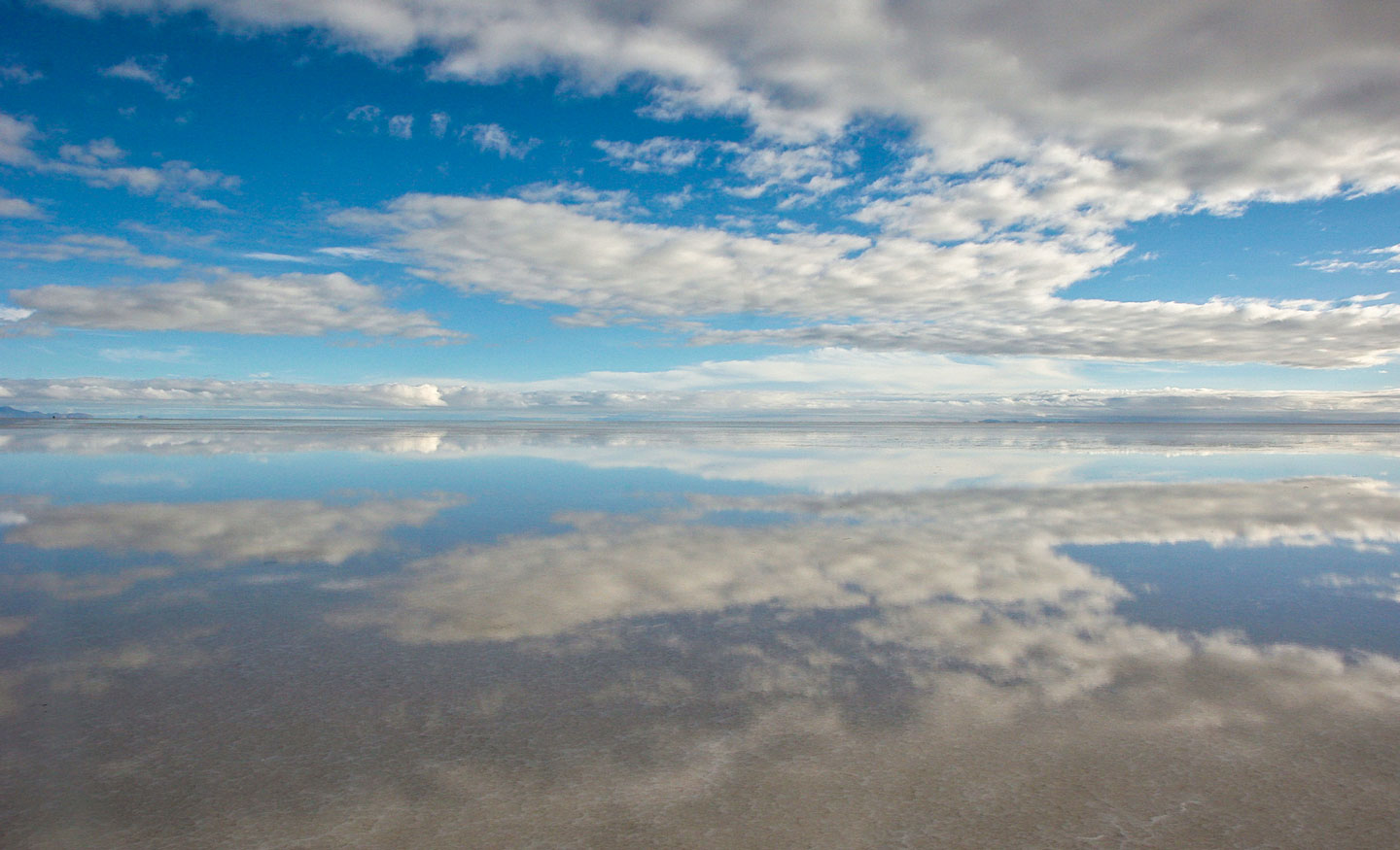 Sky reflection in the Salar de Uyuni, the largest salt pan on earth.