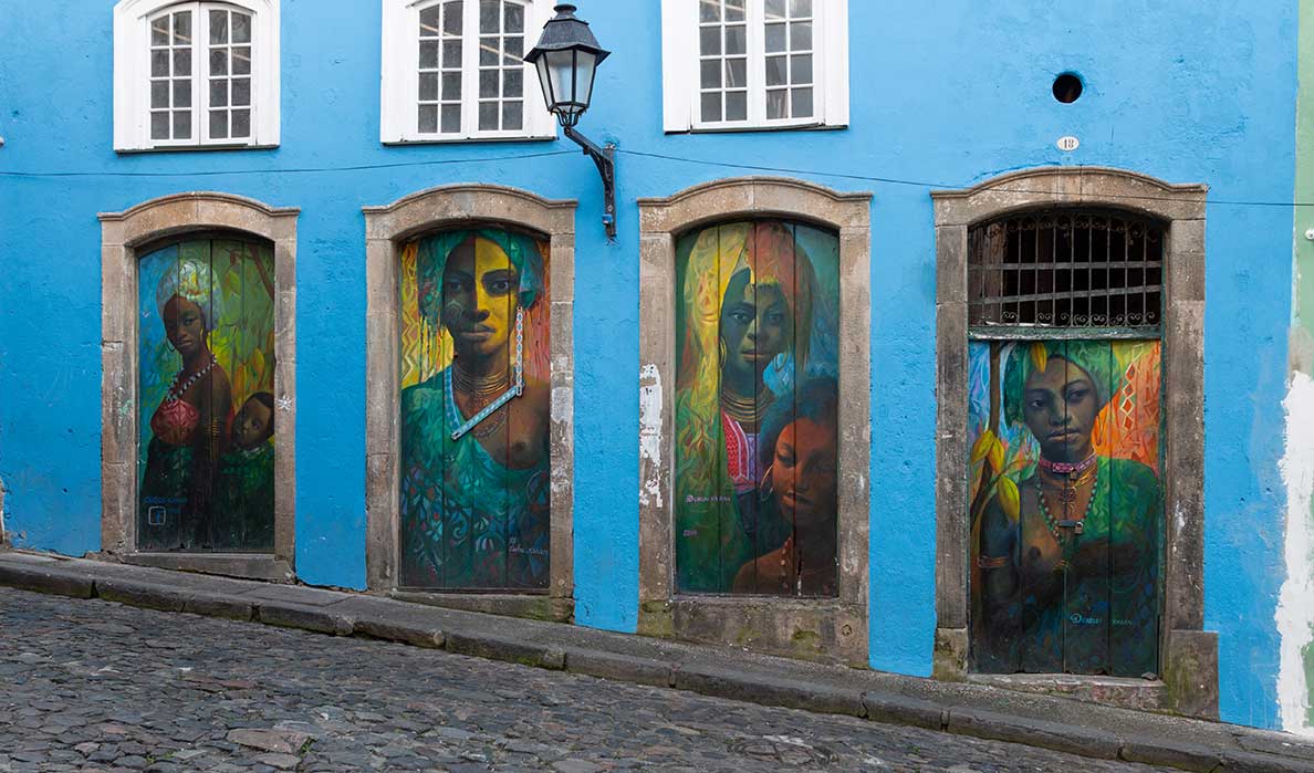 Murals in Pelourinho, an urban quarter in the Historic Center of Salvador Bahia