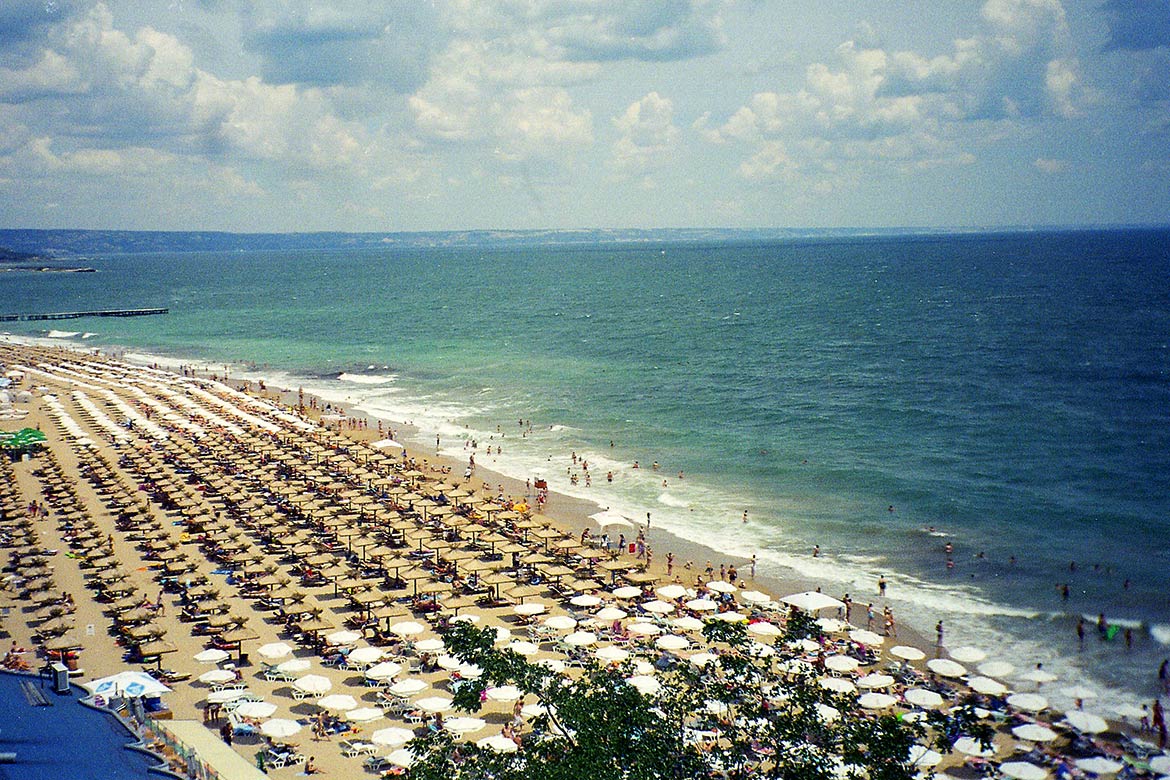 Beach at Golden Sands, a major seaside resort near Varna