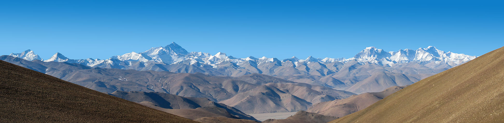 Panoramic view of the Himalayas with Mount Everest
