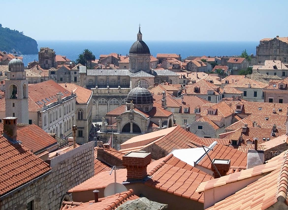 Dubrovnik, old city with catherdal and church