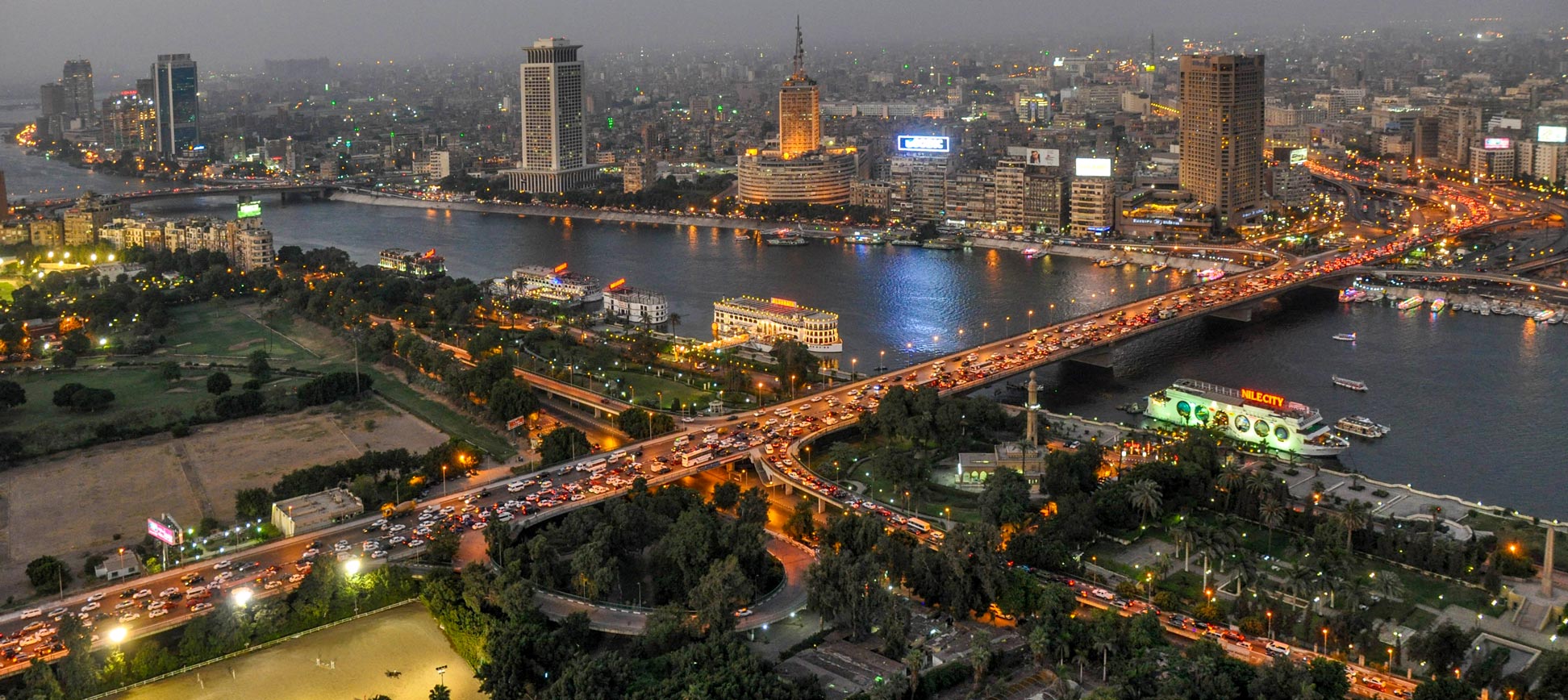 Downtown Cairo and the 6th October Bridge over the Nile