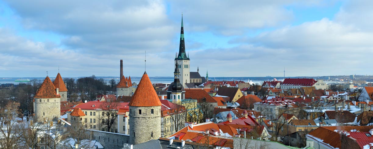 UNESCO-listed Old Town of Tallinn with the Walls of Tallinn and St. Olaf's Church