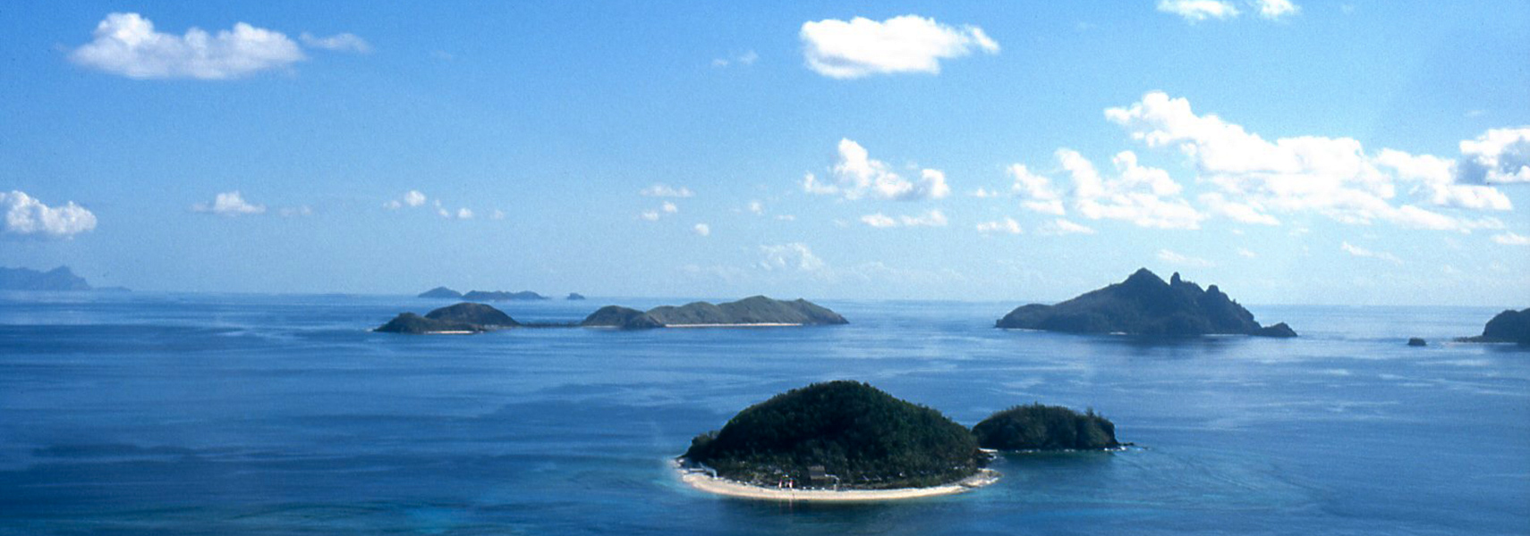 Aerial view of islands in the Mamanuca chain, Fiji