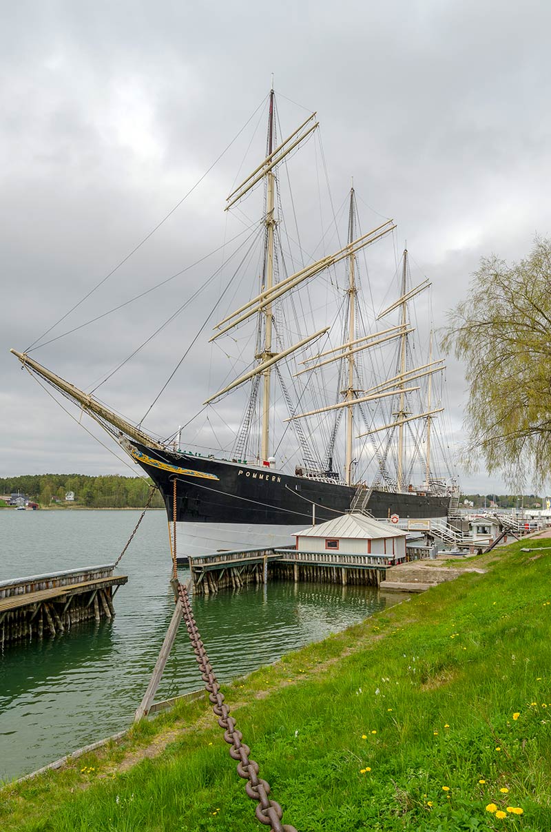 Museum ship Pommern docked outside Åland Maritime Museum in Mariehamn, Finland