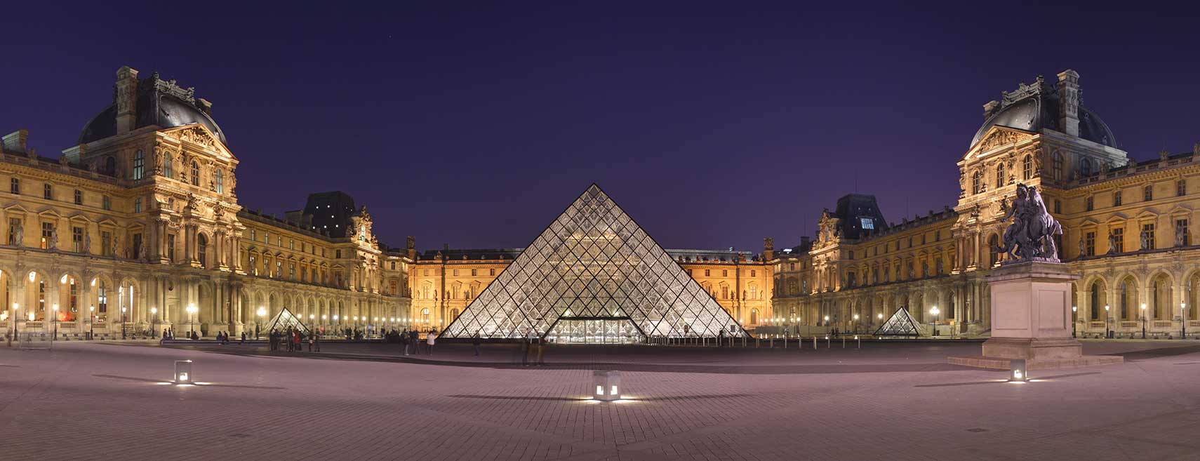 Courtyard of the Louvre Museum with glass pyramid, Paris, France