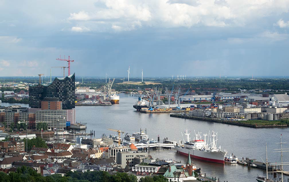 Port of Hamburg and Elbphilharmonie