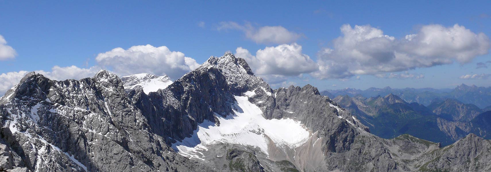 Zugspitze summit and Höllentalferner glacier, highest mountain in Germany
