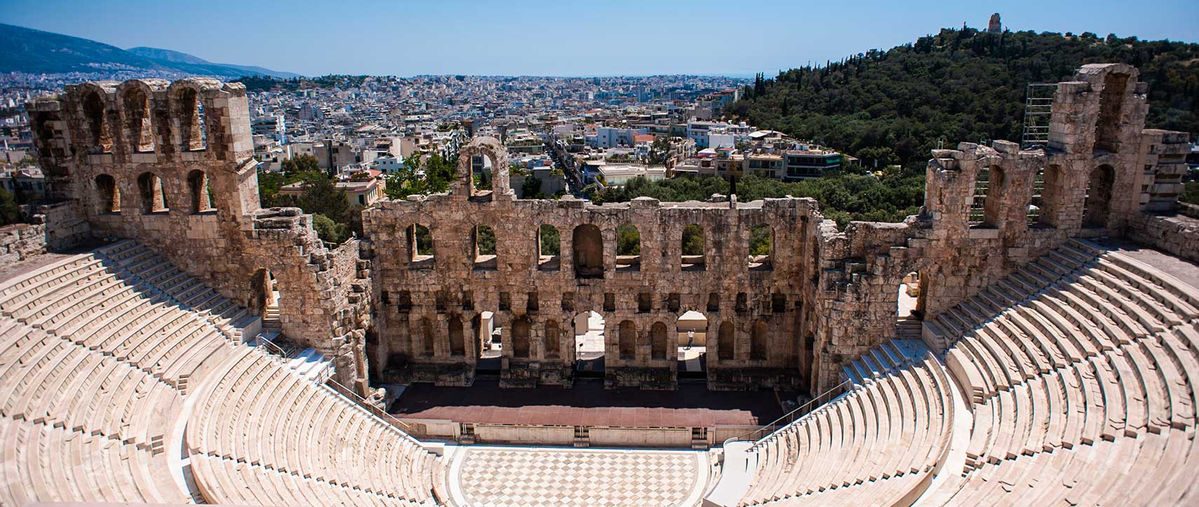 Athens cityscape from the Odeon of Herodes Atticus