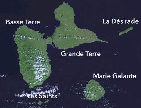 satellite photo of Guadeloupe
