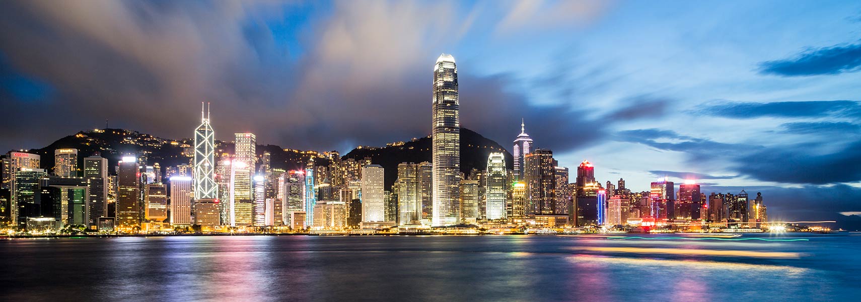 Hong Kong's Central and Western District skyline at dawn