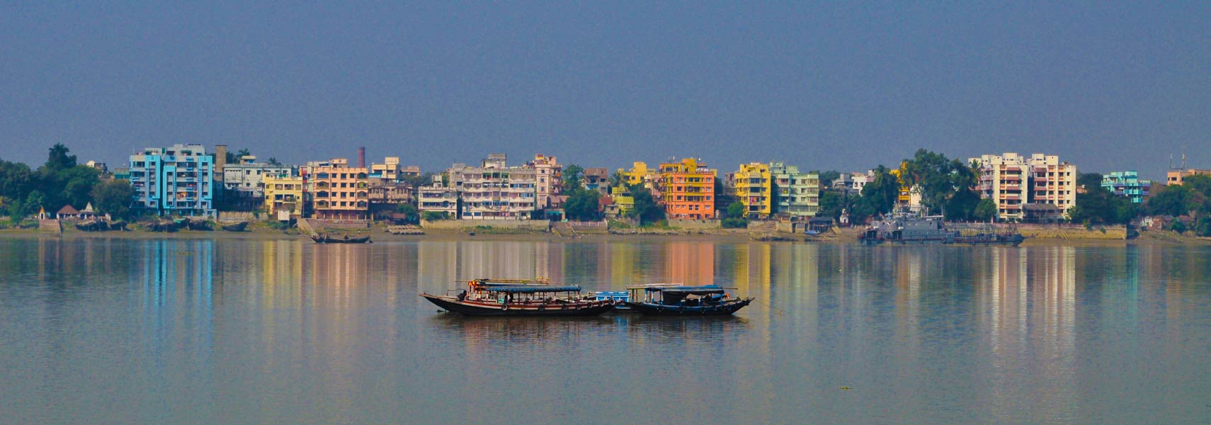 View of Kolkata from the banks of the River Ganga in West Bengal