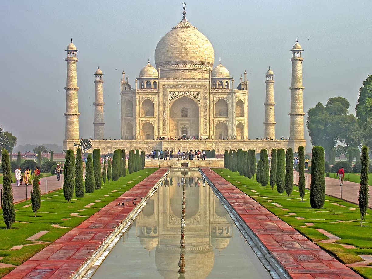 Taj Mahal reflected in a pool