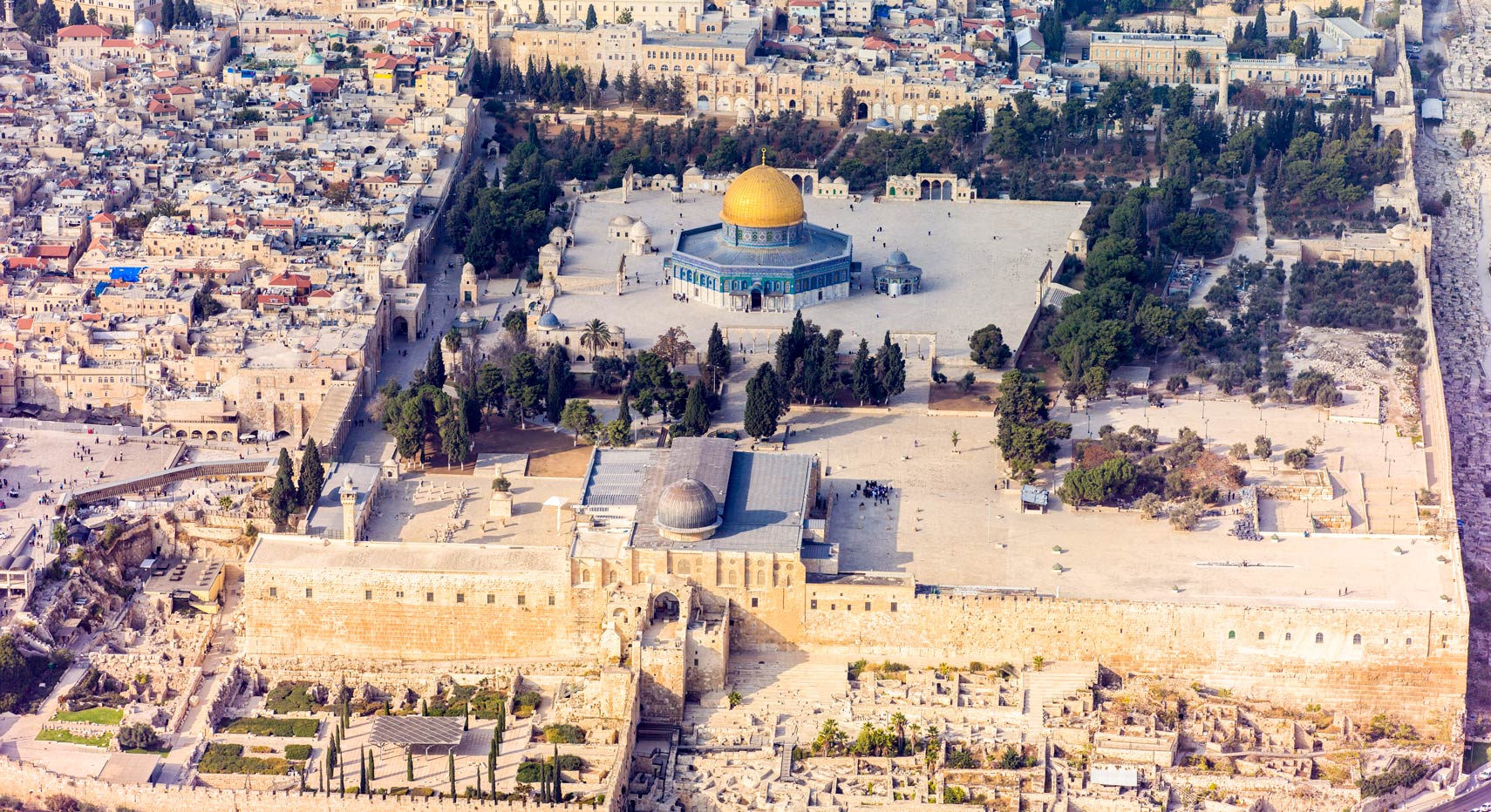 Aerial view of the Temple Mount in Jerusalem, Israel