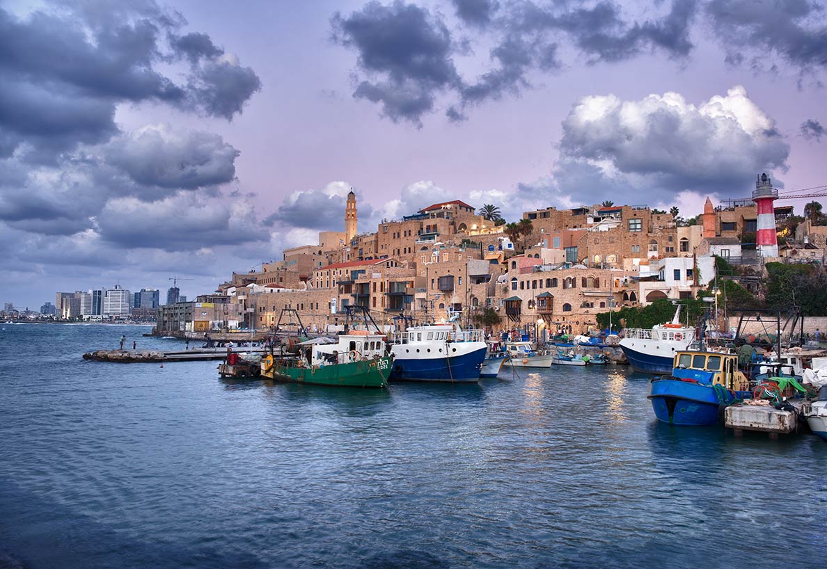 The old port of Jaffa with Tel Aviv in the background.