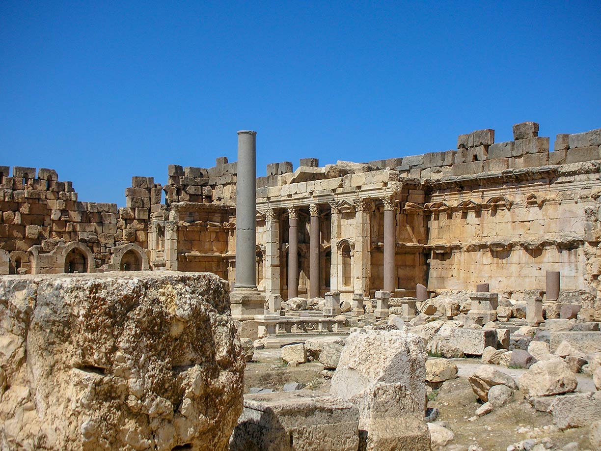 Ruins of a complex of temples at the Phoenician city of Baalbek, Lebanon