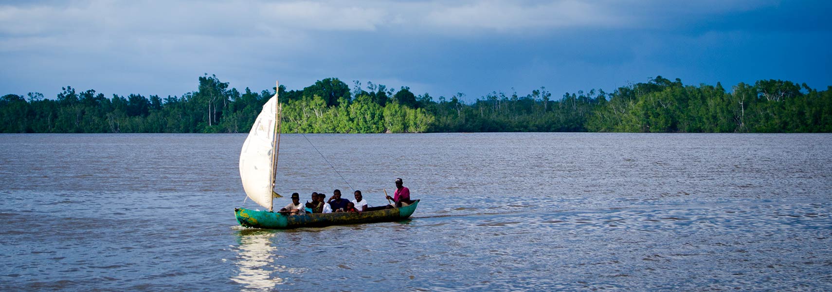 Boat on Cess river in Rivercess County of Liberia
