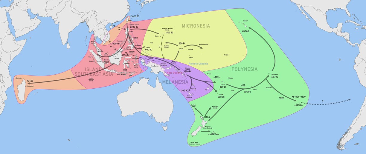 Map of migration and expansion of Austronesian people
