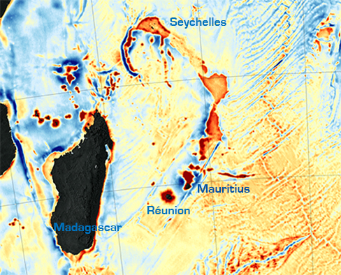 Ocean floor map showing the Mascarene Plateau