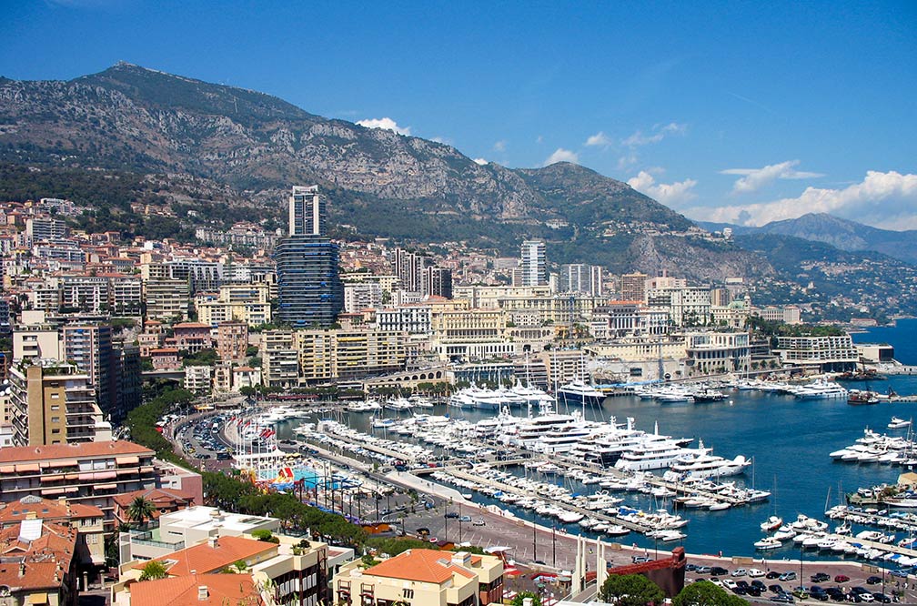 Monaco harbor Port Hercule and Monte Carlo