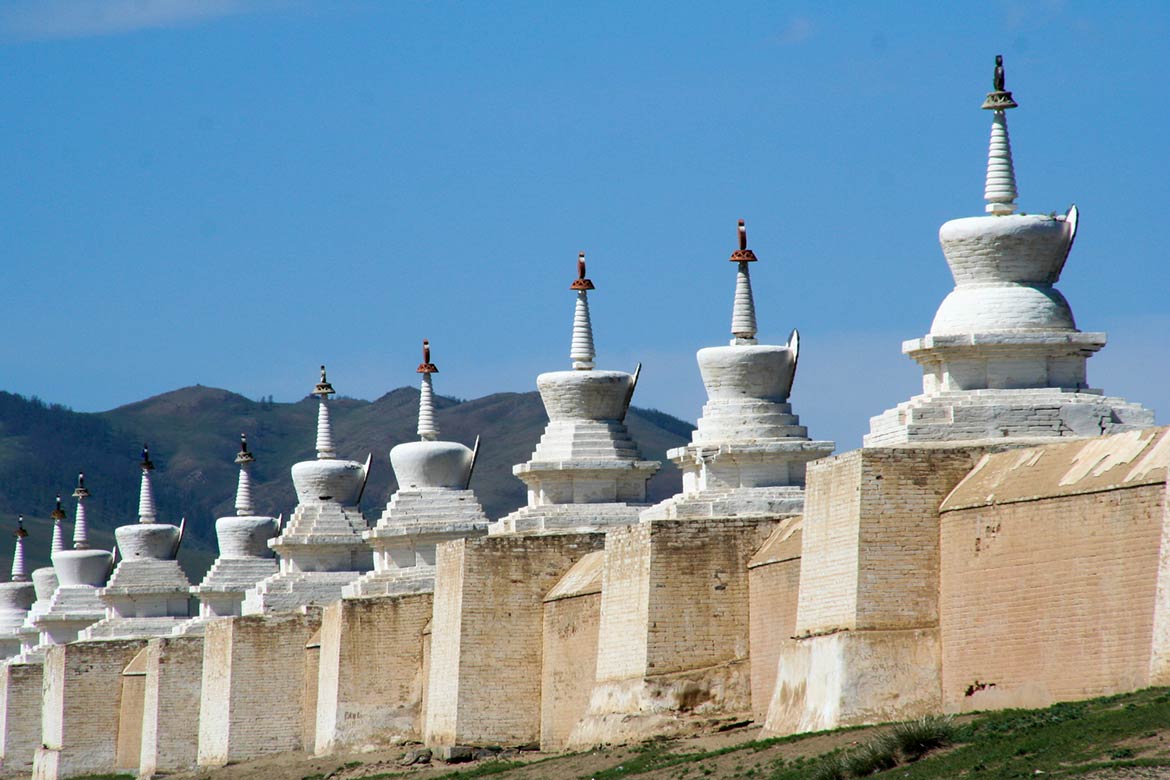 Stupas at Erdene Zuu monastery in Karakorum