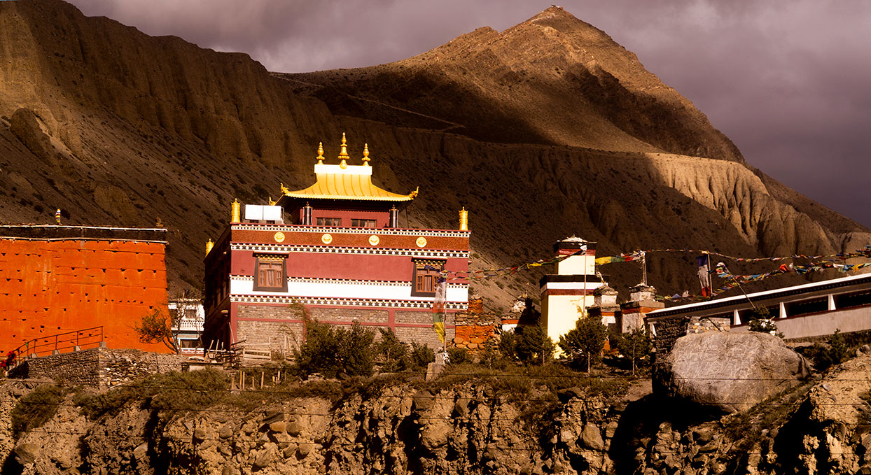 Kag chode, a Buddhist temple in the village of Kagbeni in Mustang, the former Kingdom of Lo, in Nepal.