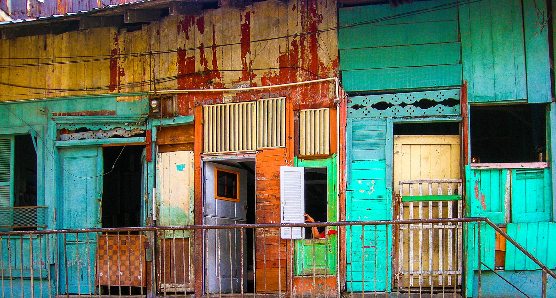 Substandard housing in an alleyway in Panama City, Panama.