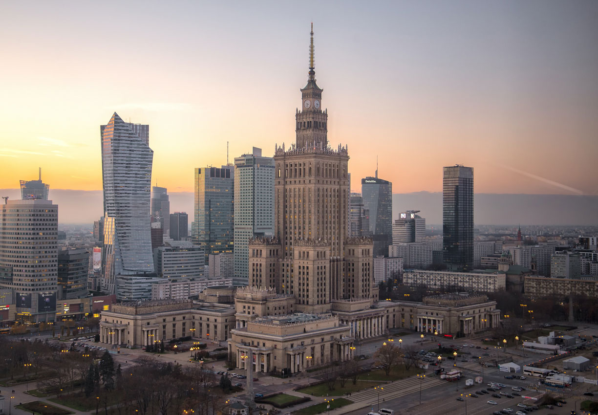 The Palace of Culture and Science in Warsaw, Poland's capital city.