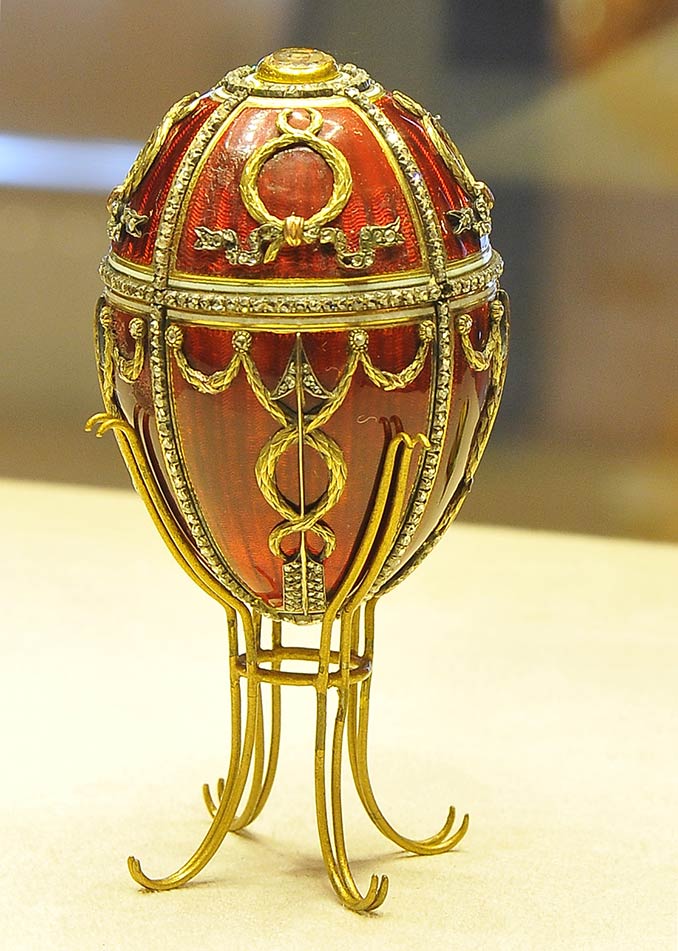 Imperial egg "Rosebud", one of the jewelled eggs created by the House of Fabergé, in St. Petersburg