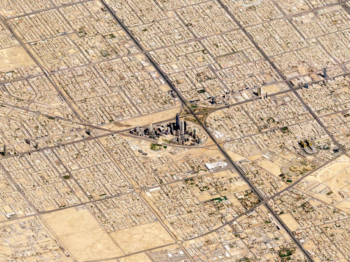 Satellite image of Riyadh with King Abdullah Financial District, Saudi Arabia
