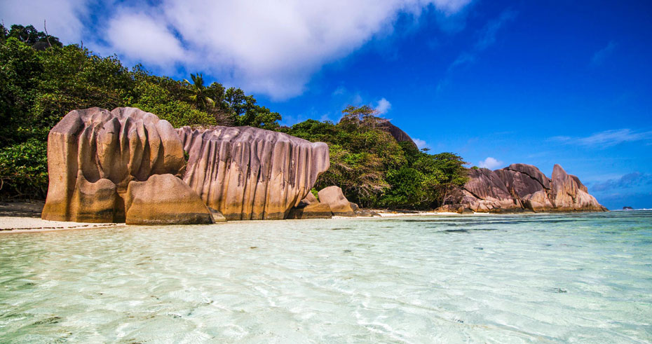 The beach on Praslin island, Seychelles.