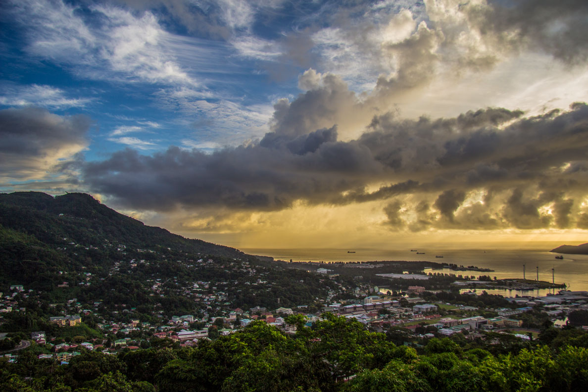 Early morning in Victoria, the capital of Seychelles.