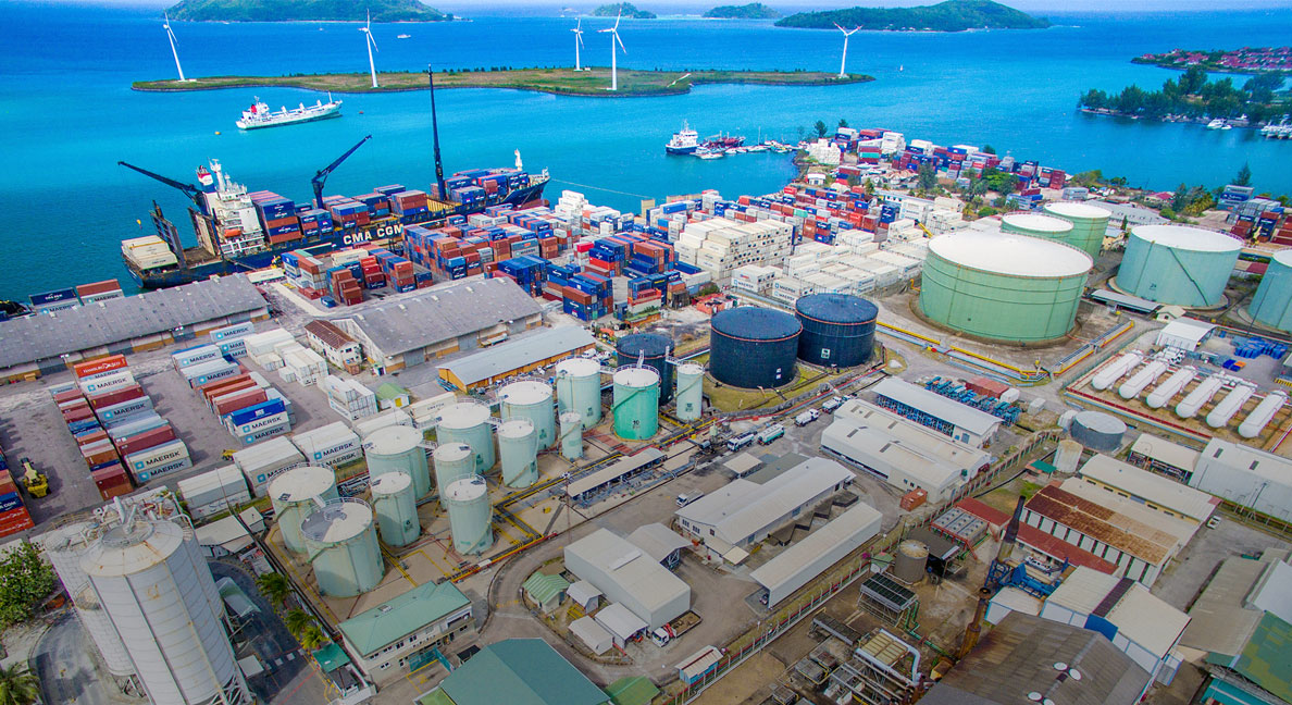 The industrial part of Port Victoria, Seychelles