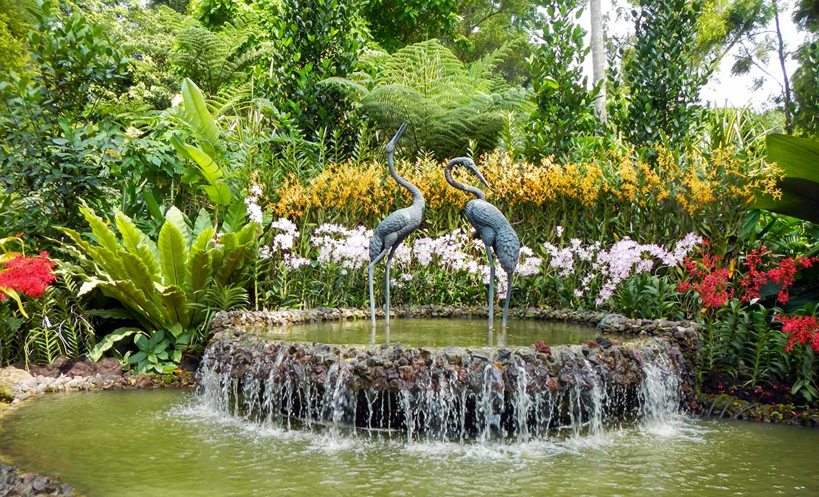 Crane Fountain in Singapore Botanic Gardens
