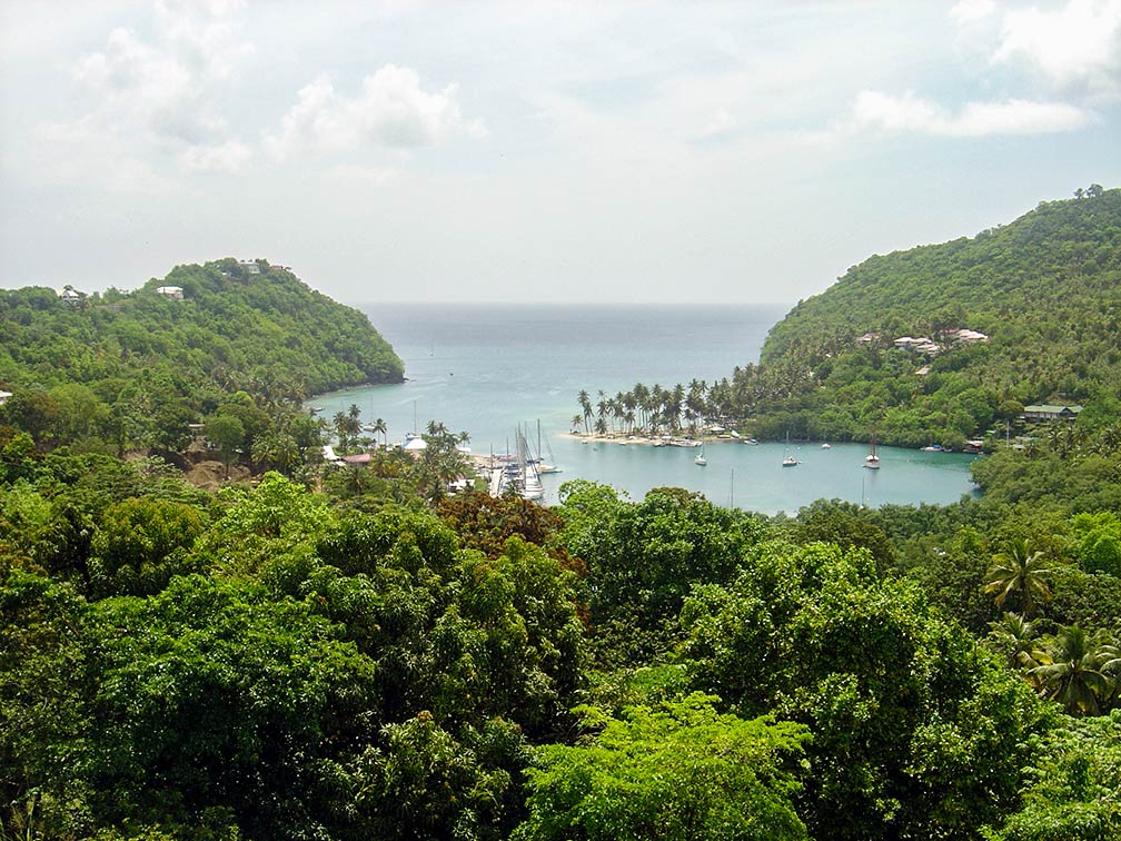 view of Saint Lucia's Marigot Bay