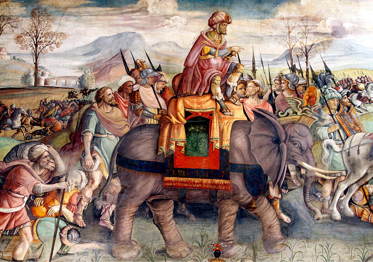 Hannibal Crossing the Alps; detail from a fresco by Jacopo Ripanda