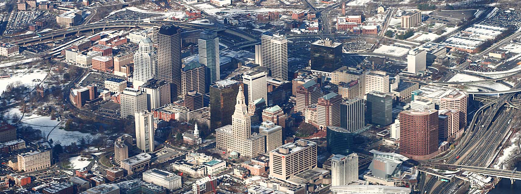 Downtown Hartford from the air
