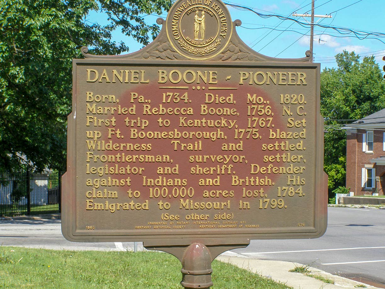 Daniel Boone commemorative plaque in Frankfort, Kentucky, United States