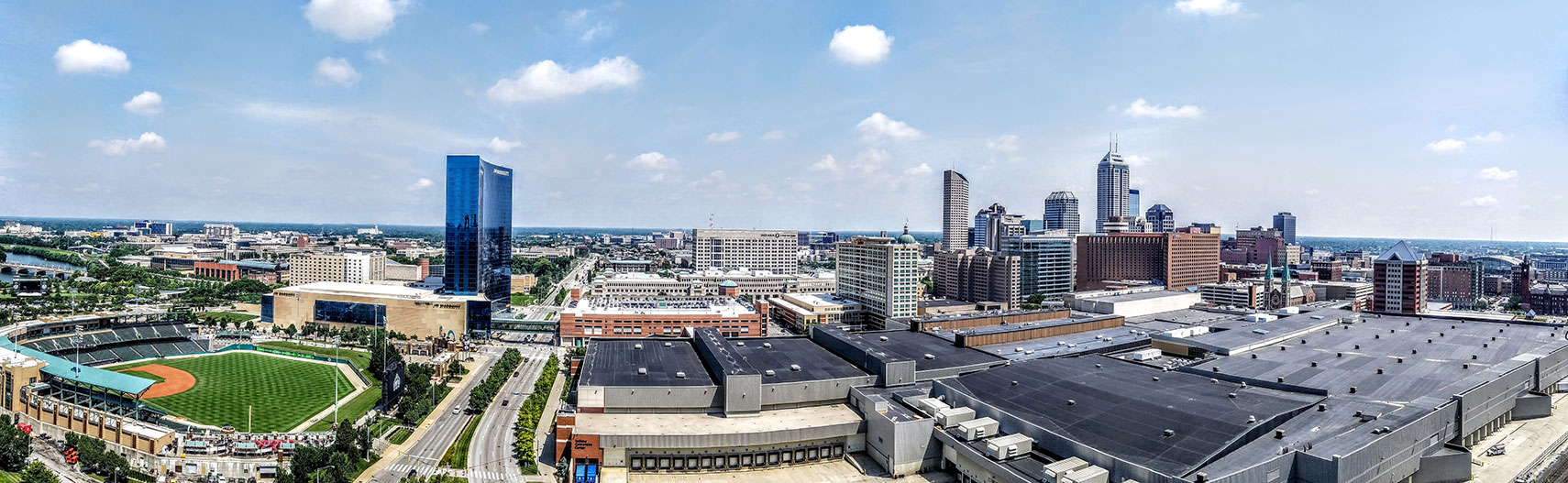 Panorama of Downtown Indianapolis with Indiana Convention Center