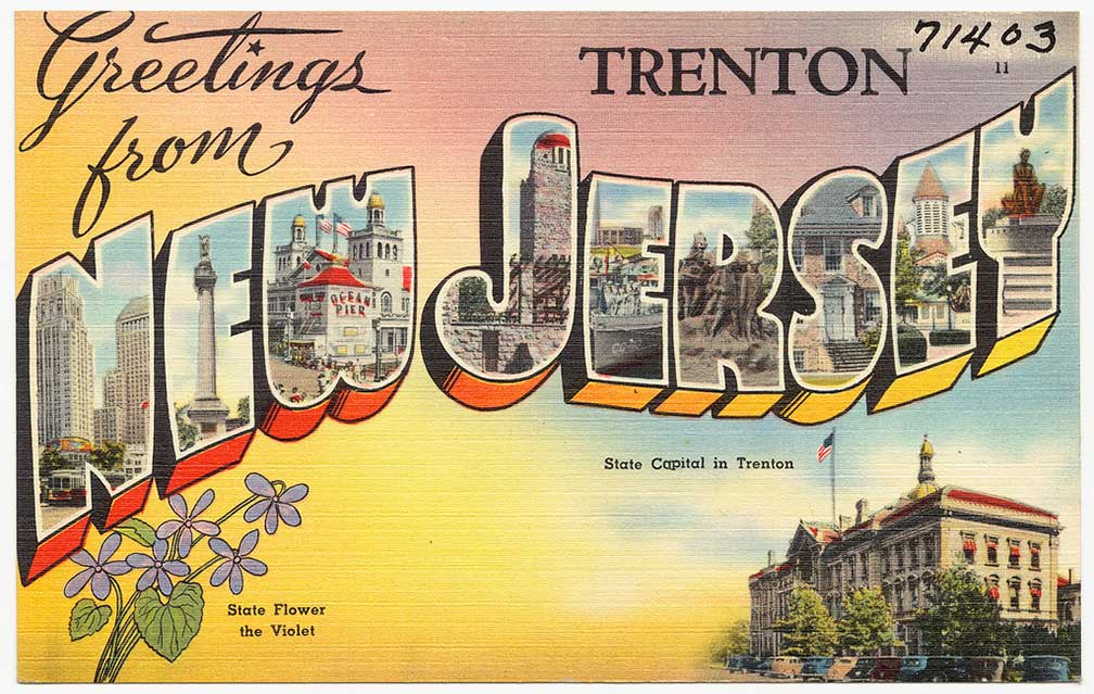 Old postcard: Greetings from Trenton New Jersey