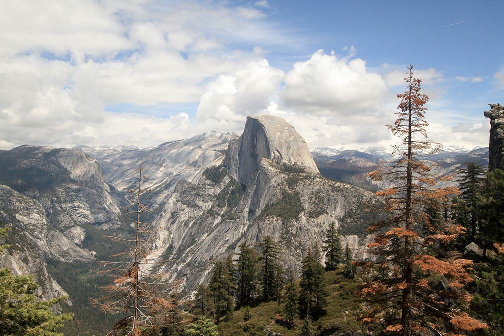 Half Dome rock formation seen from Glacier Point, Yosemite National Park, California