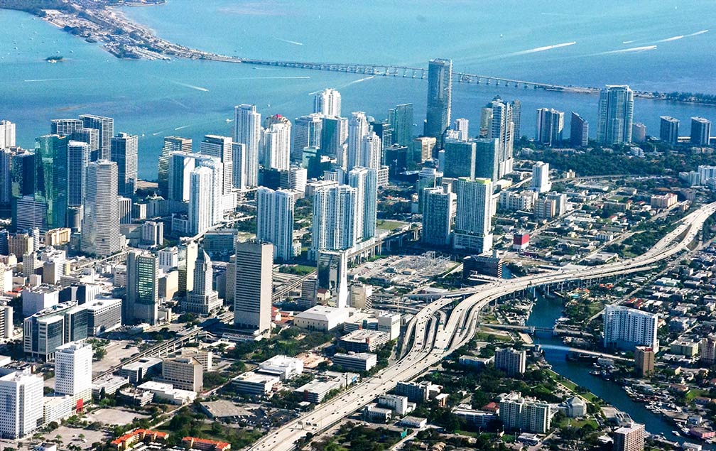 Miami Aerial view of Downtown Miami, Florida, USA