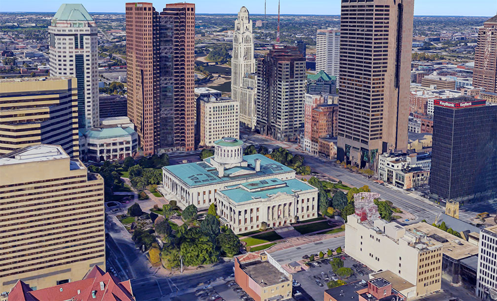 Rendered image of the Ohio Statehouse in Columbus, Ohio
