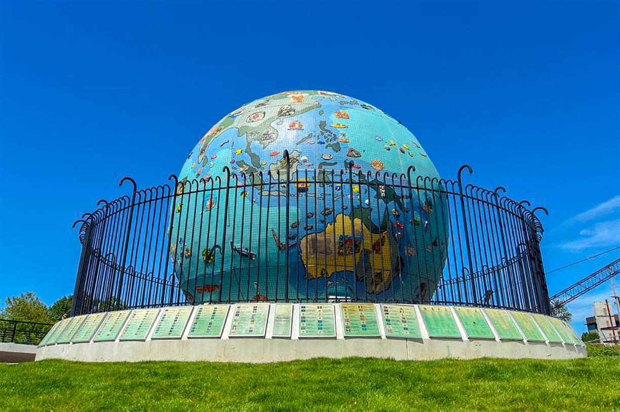 Eco Earth Globe at Riverfront City Park in Downtown Salem, Oregon