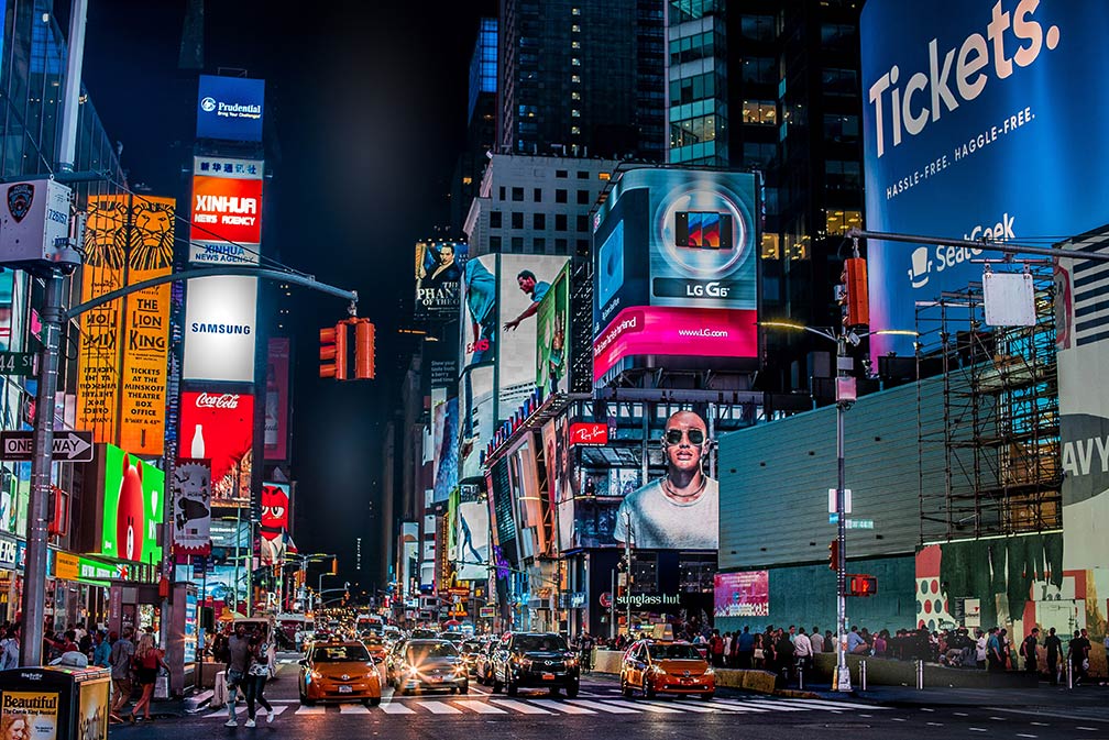 View of Times Square, New York at night