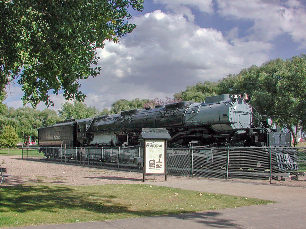 Union Pacific Big Boy 4004 locomotive on display in Cheyenne, Wyoming, USA