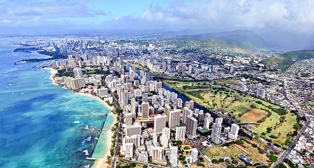 View of Waikiki and Honolulu, Hawaii